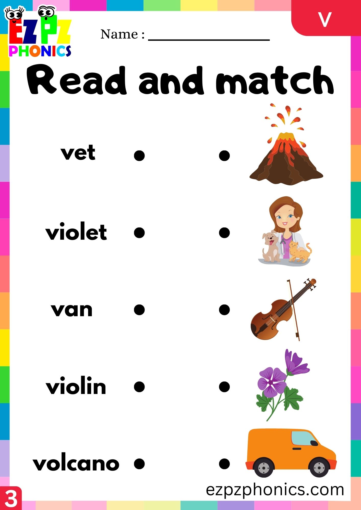 Letter v Read and Match the Words with the Images Group 3